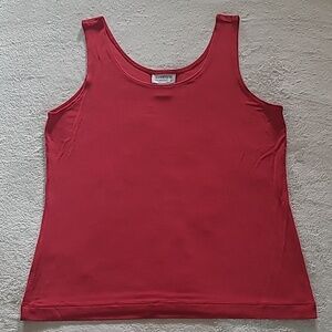 Chicos Travelers Red Tank Top Size 2 Large Scoop Neck Stretch Knit Sleeveless